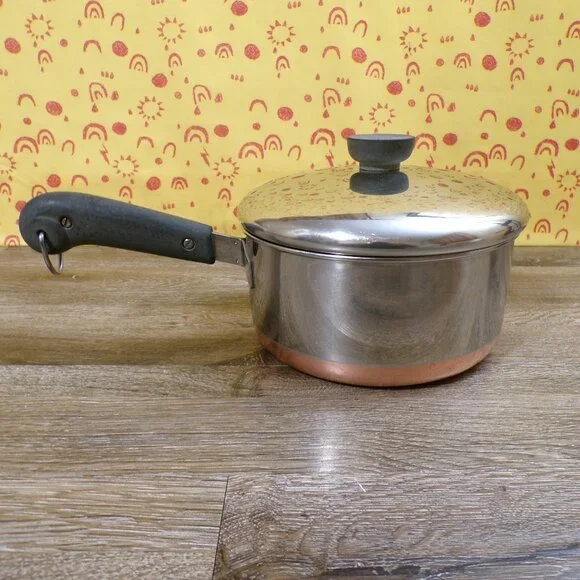 REVERE WARE Vintage 2 Qt Stainless Saucepan Copper Bottom - Picture 3 of 13